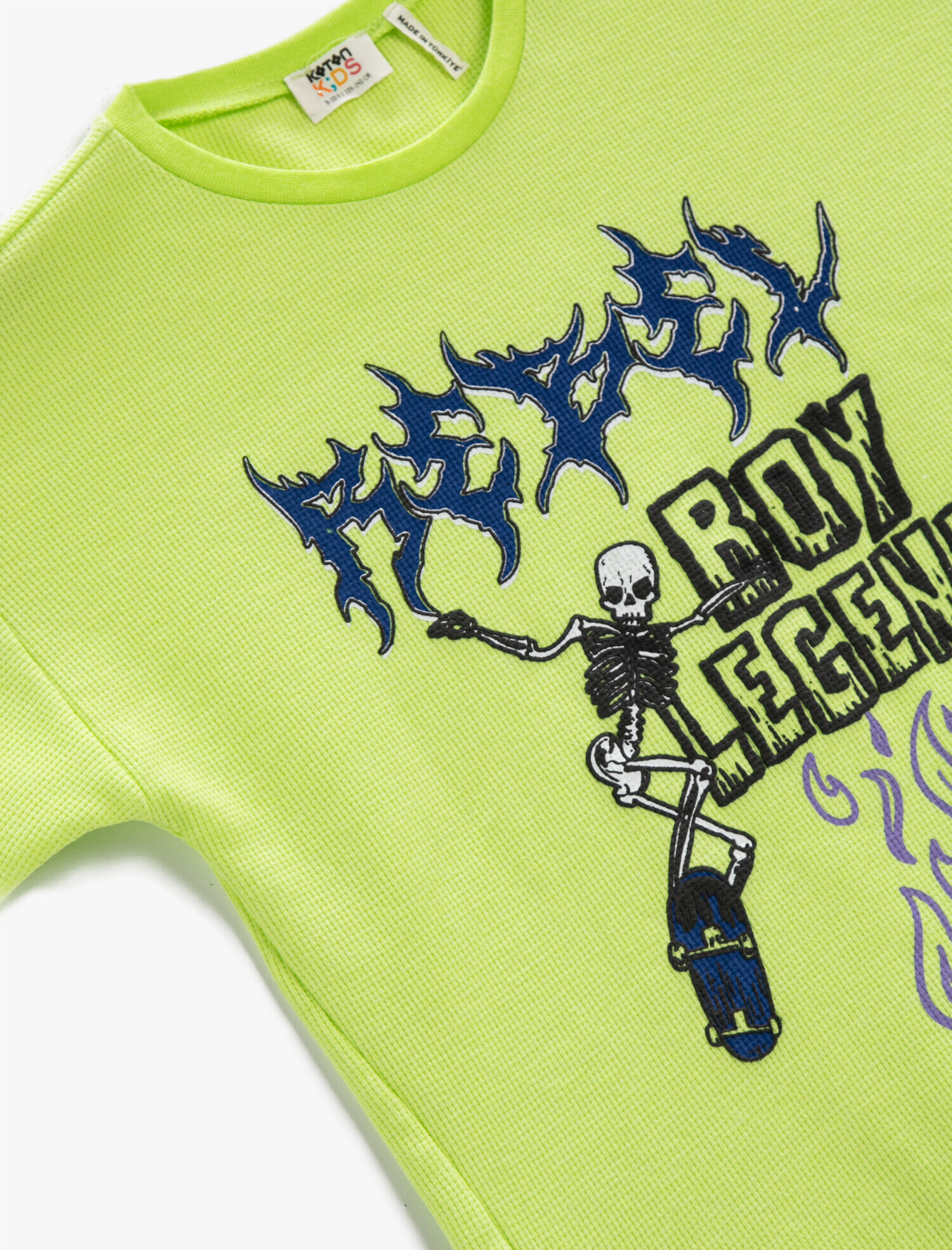  Erkek Çocuk Baskılı Kısa Kollu Bisiklet Yaka Tişört Dokulu