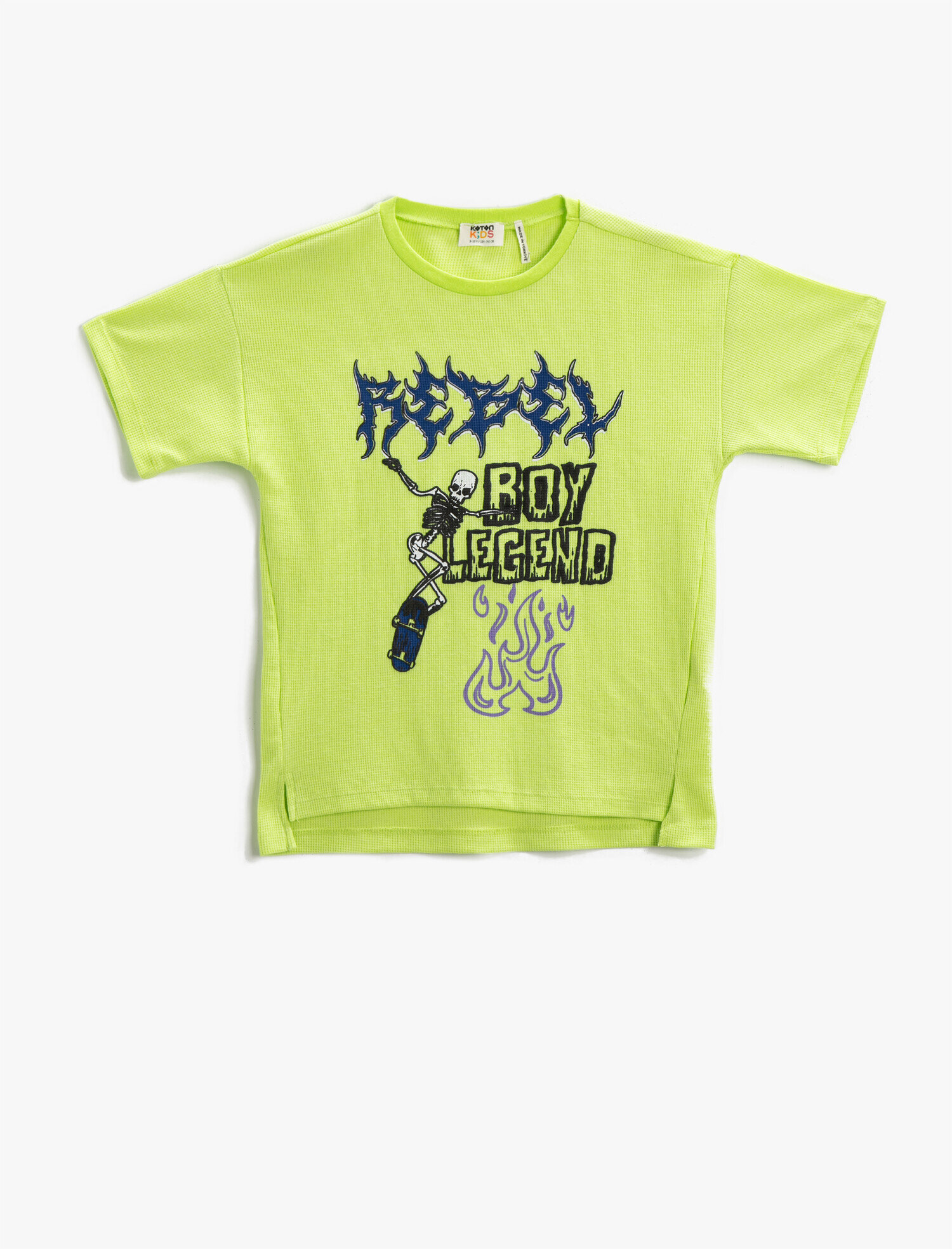  Erkek Çocuk Baskılı Kısa Kollu Bisiklet Yaka Tişört Dokulu