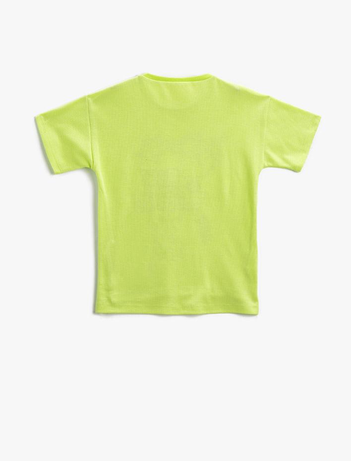 Erkek Çocuk Baskılı Kısa Kollu Bisiklet Yaka Tişört Dokulu