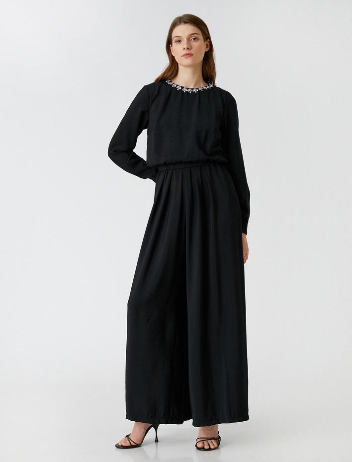  Bol Paça Abiye Tulum Yakası Taş Detaylı