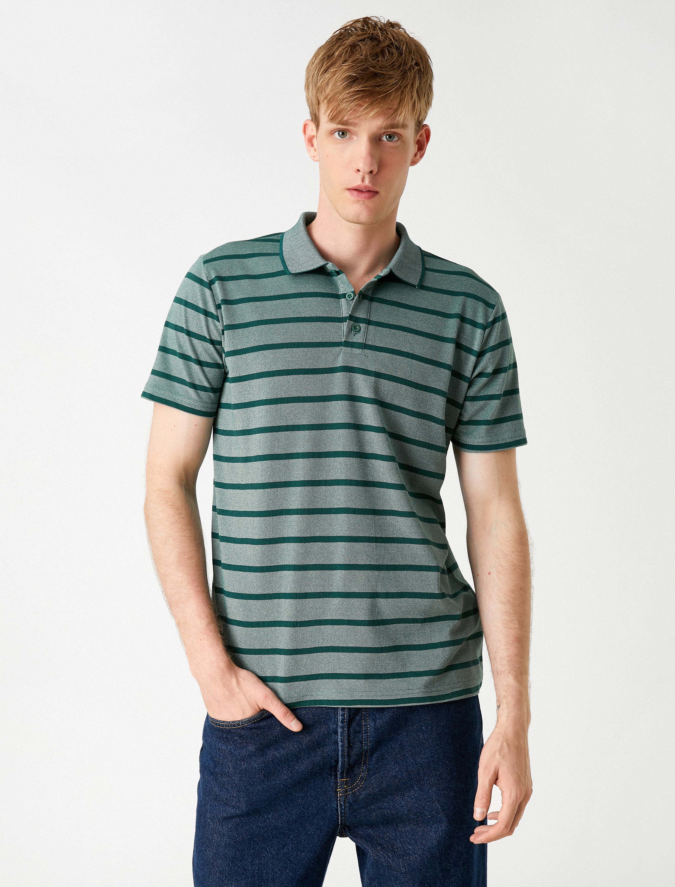   Çizgili Polo Yaka Tişört