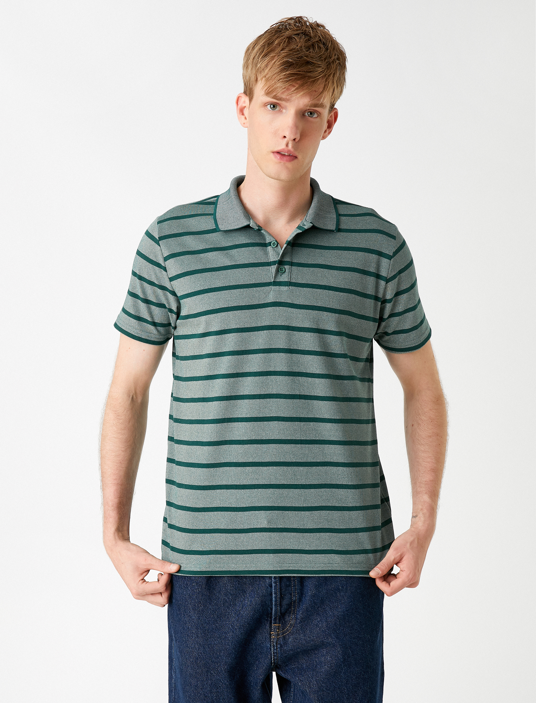   Çizgili Polo Yaka Tişört