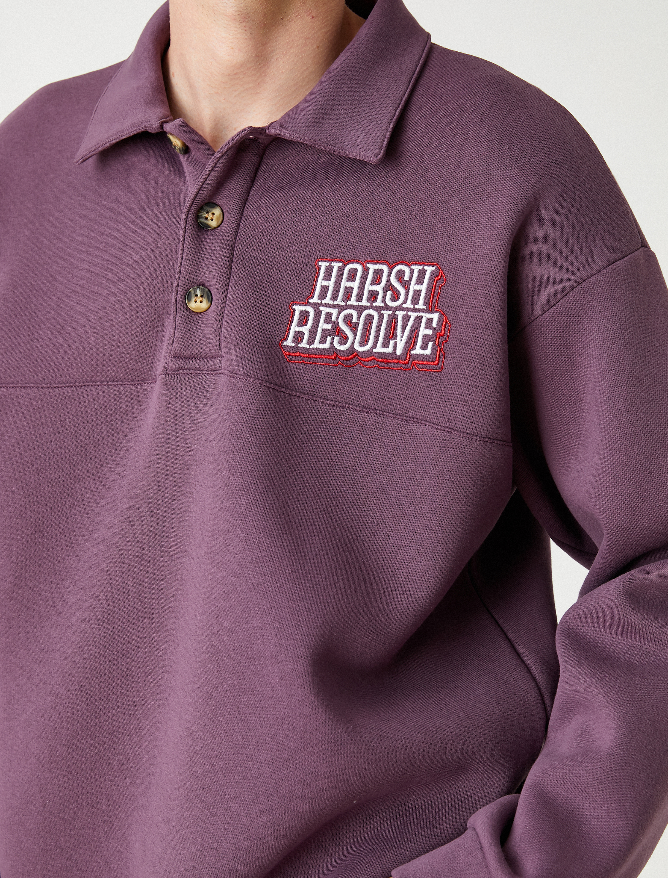   Gömlek Yaka Sweatshirt Şardonlu