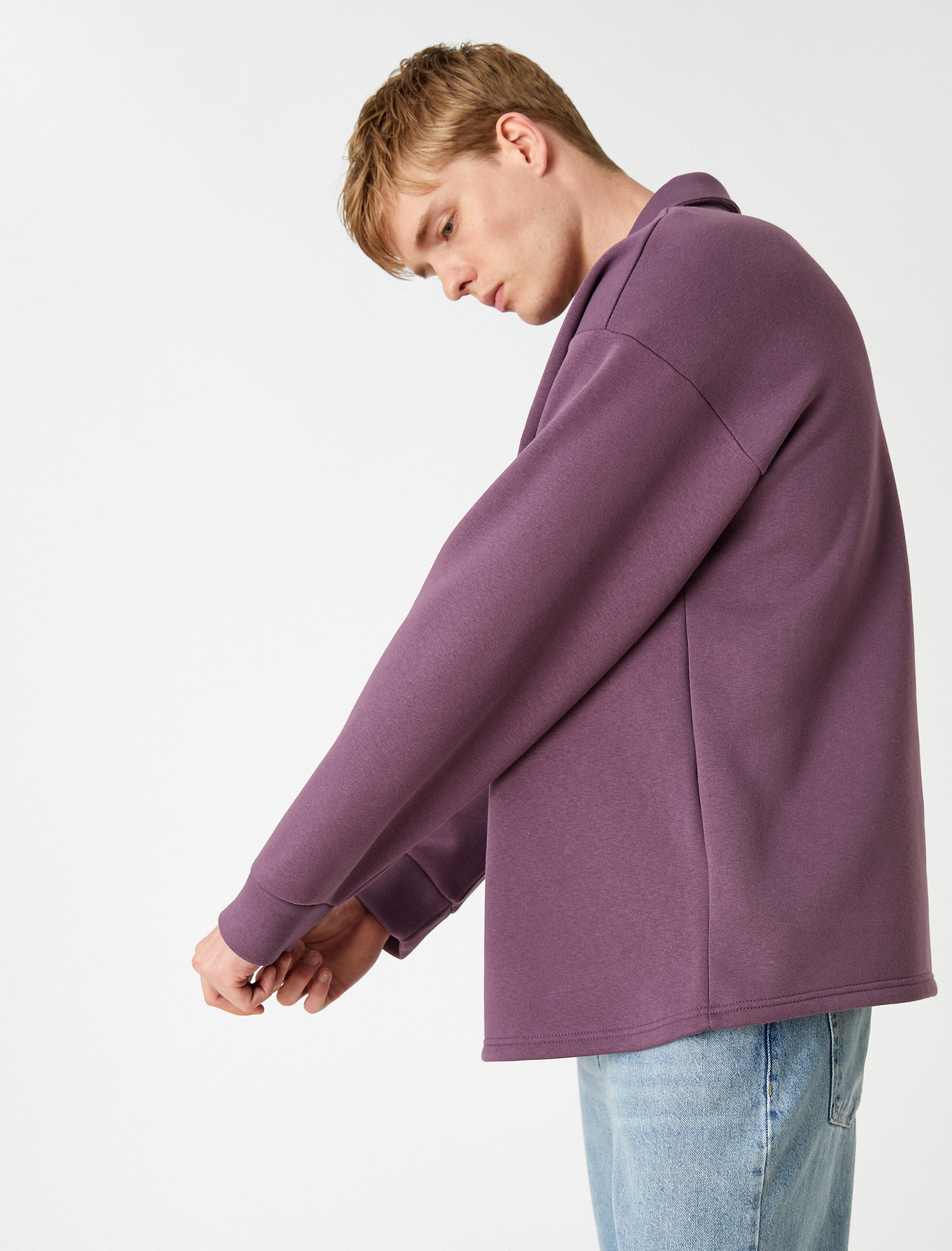   Gömlek Yaka Sweatshirt Şardonlu