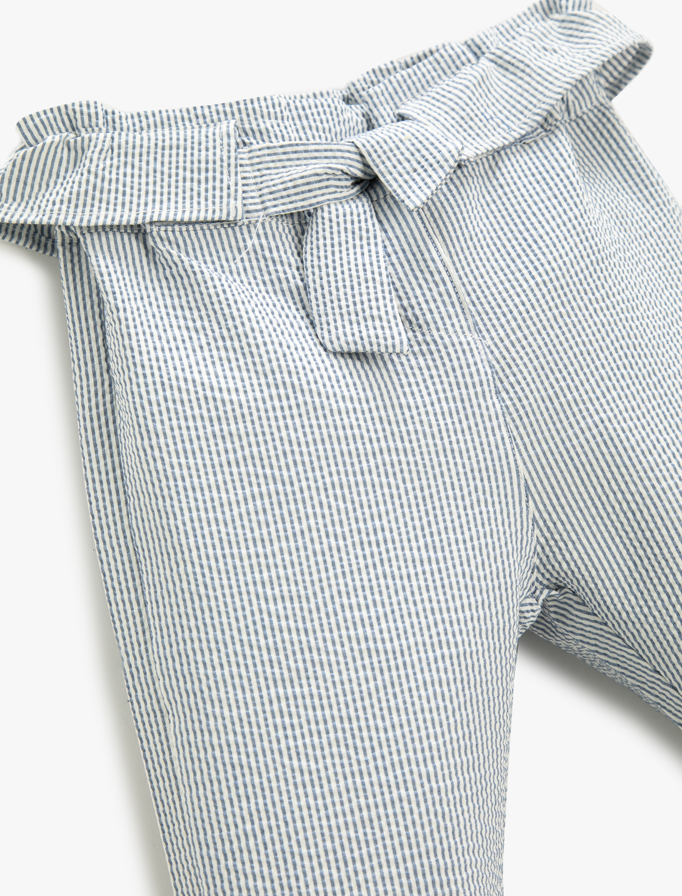  Kız Bebek Paçaları Manşetli Pantolon Kareli Kemer Detaylı