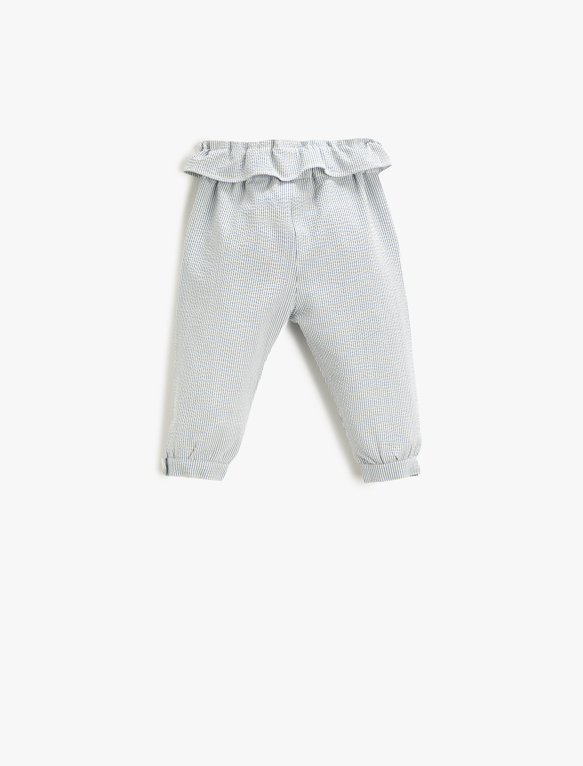  Kız Bebek Paçaları Manşetli Pantolon Kareli Kemer Detaylı