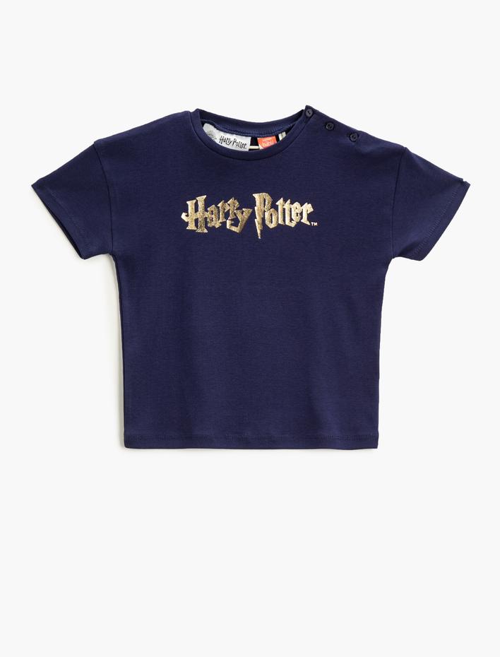 Erkek Bebek Harry Potter Baskılı Lisanslı Tişört Kısa Kollu Bisiklet Yaka Pamuklu