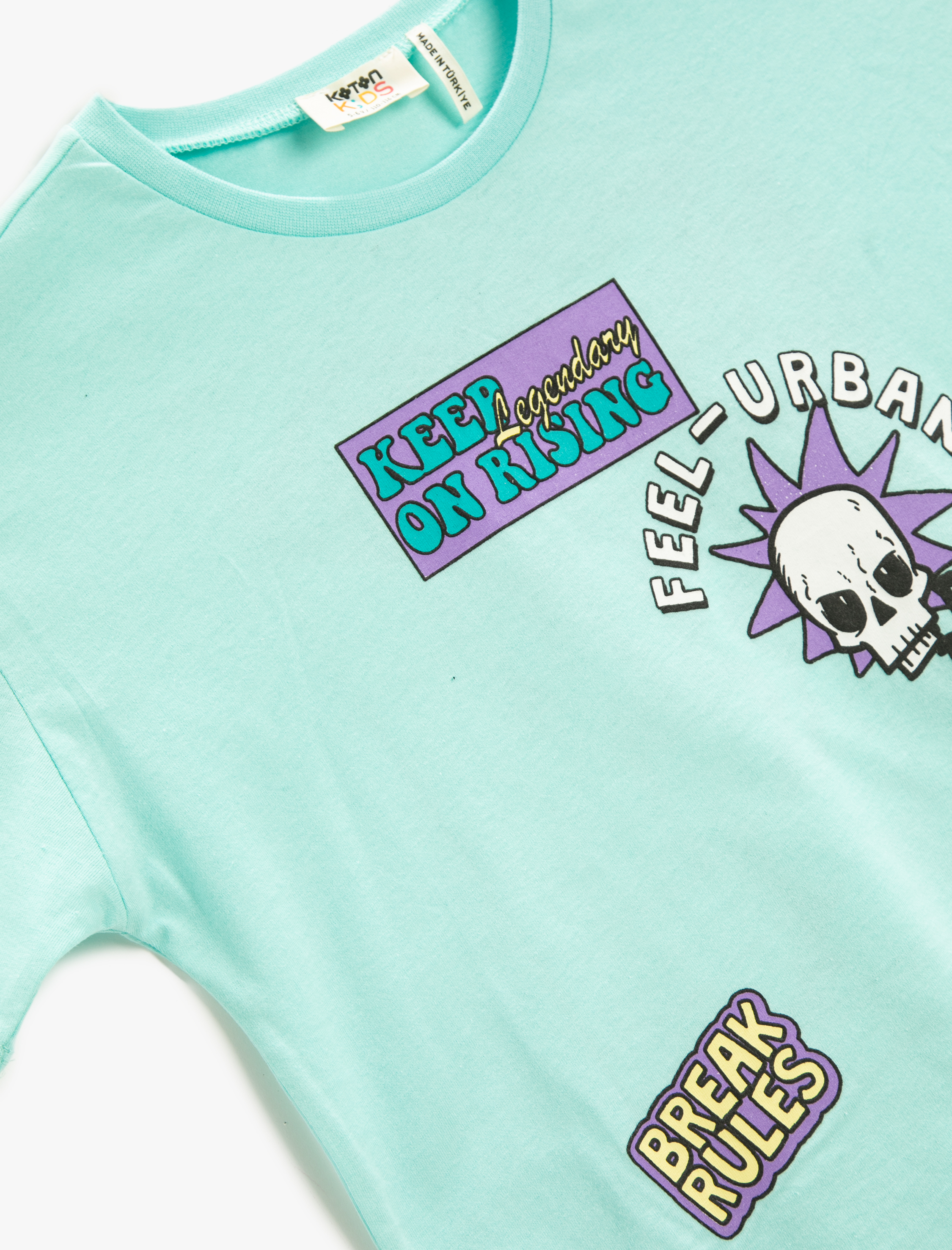  Erkek Çocuk Baskılı Tişört Kısa Kollu Bisiklet Yaka Pamuklu