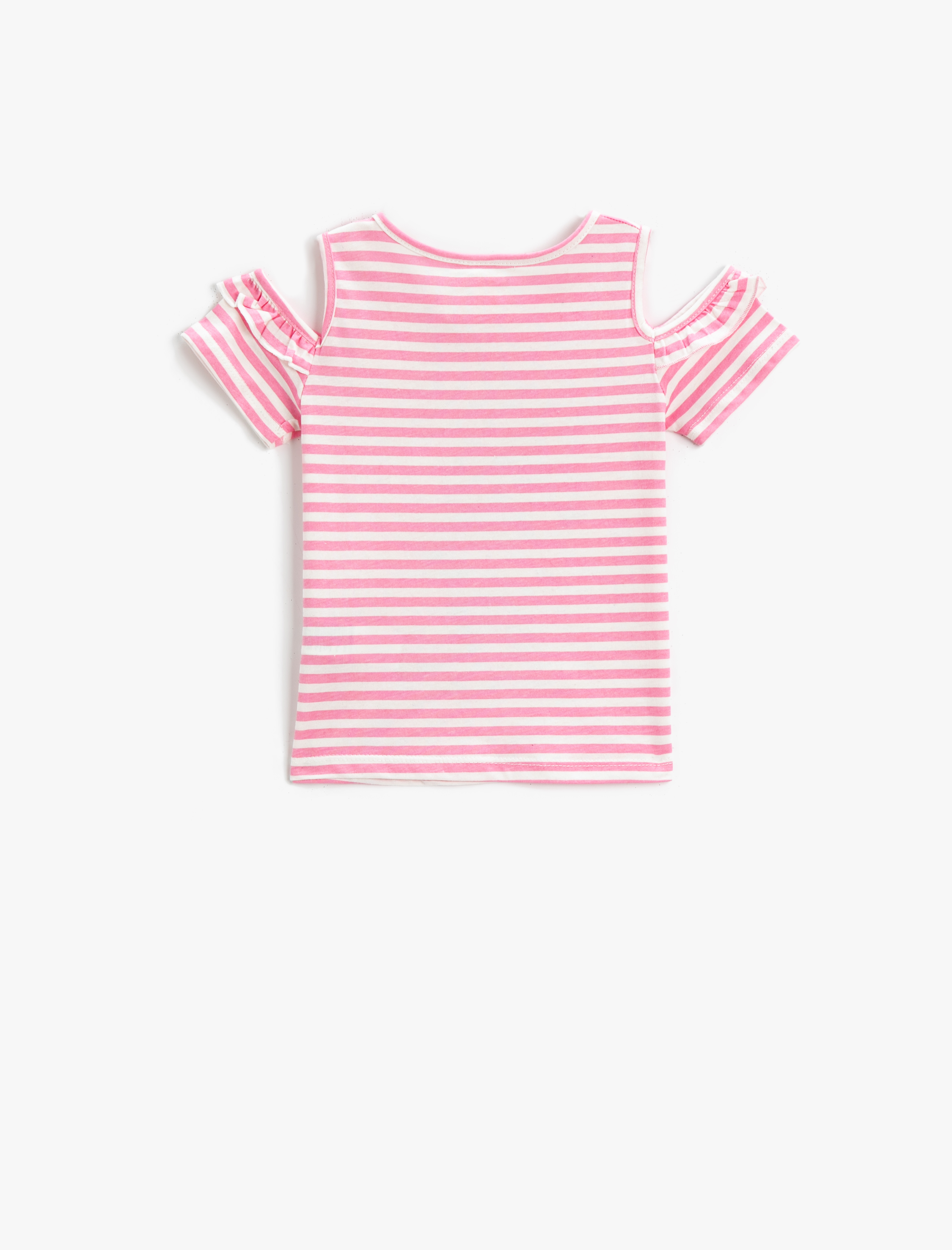  Kız Bebek Pencere Detaylı Tişört Kısa Kollu Baskılı