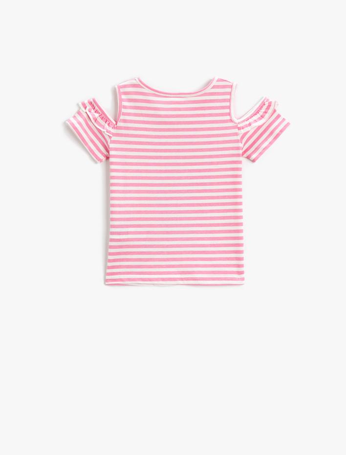 Kız Bebek Pencere Detaylı Tişört Kısa Kollu Baskılı