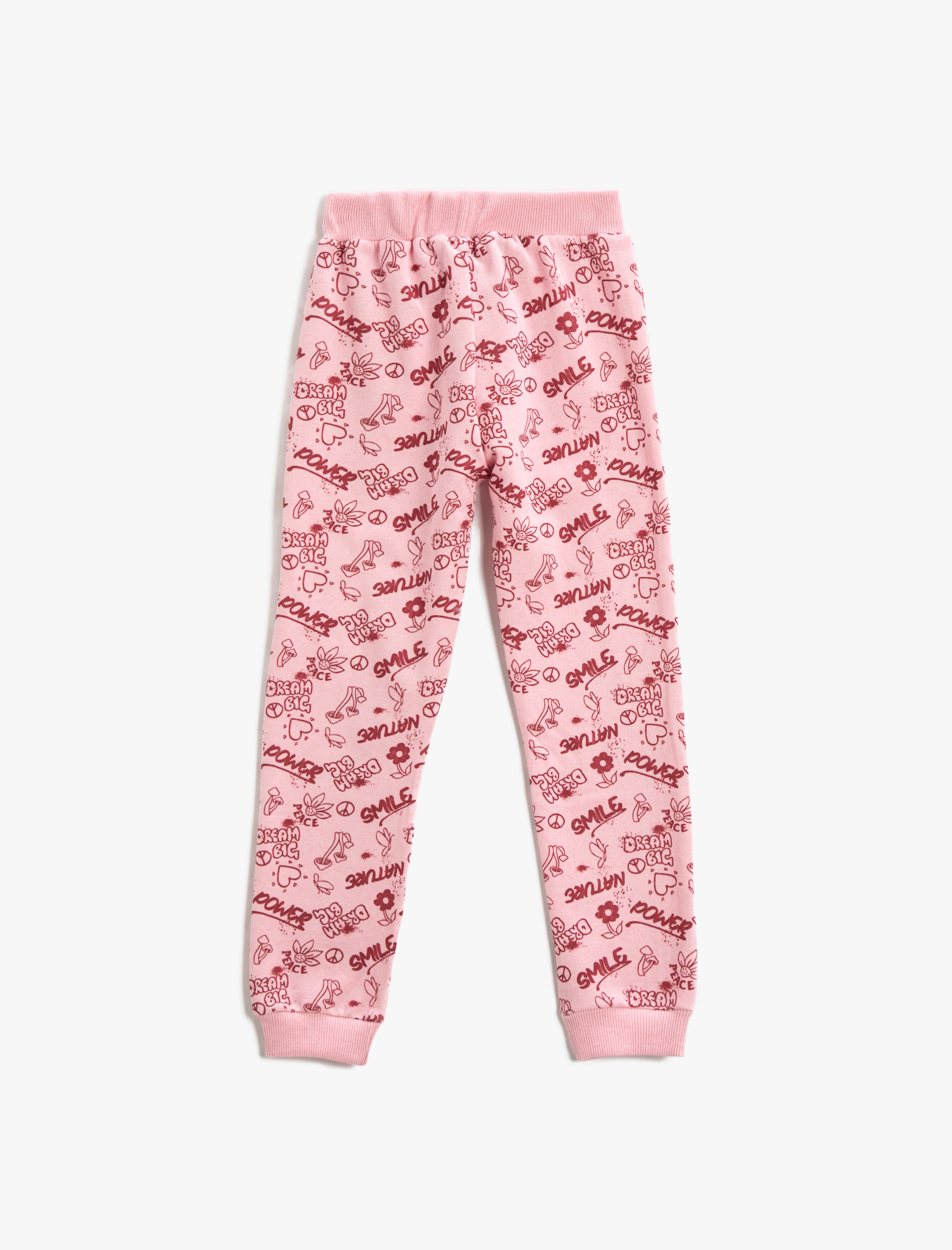  Kız Çocuk Baskılı Jogger Eşofman Altı Beli Lastikli