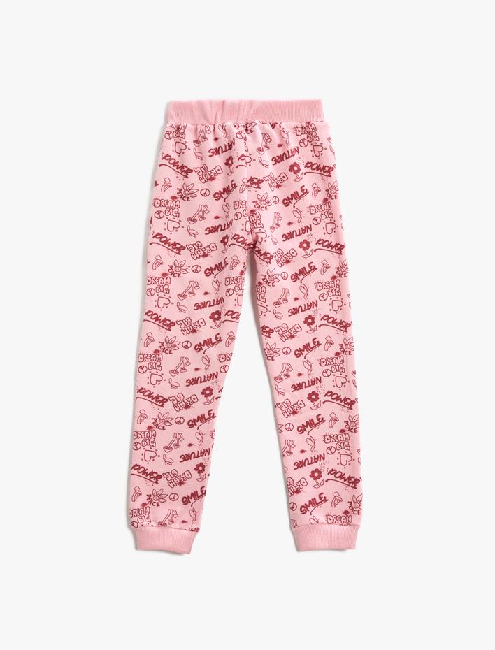 Kız Çocuk Baskılı Jogger Eşofman Altı Beli Lastikli