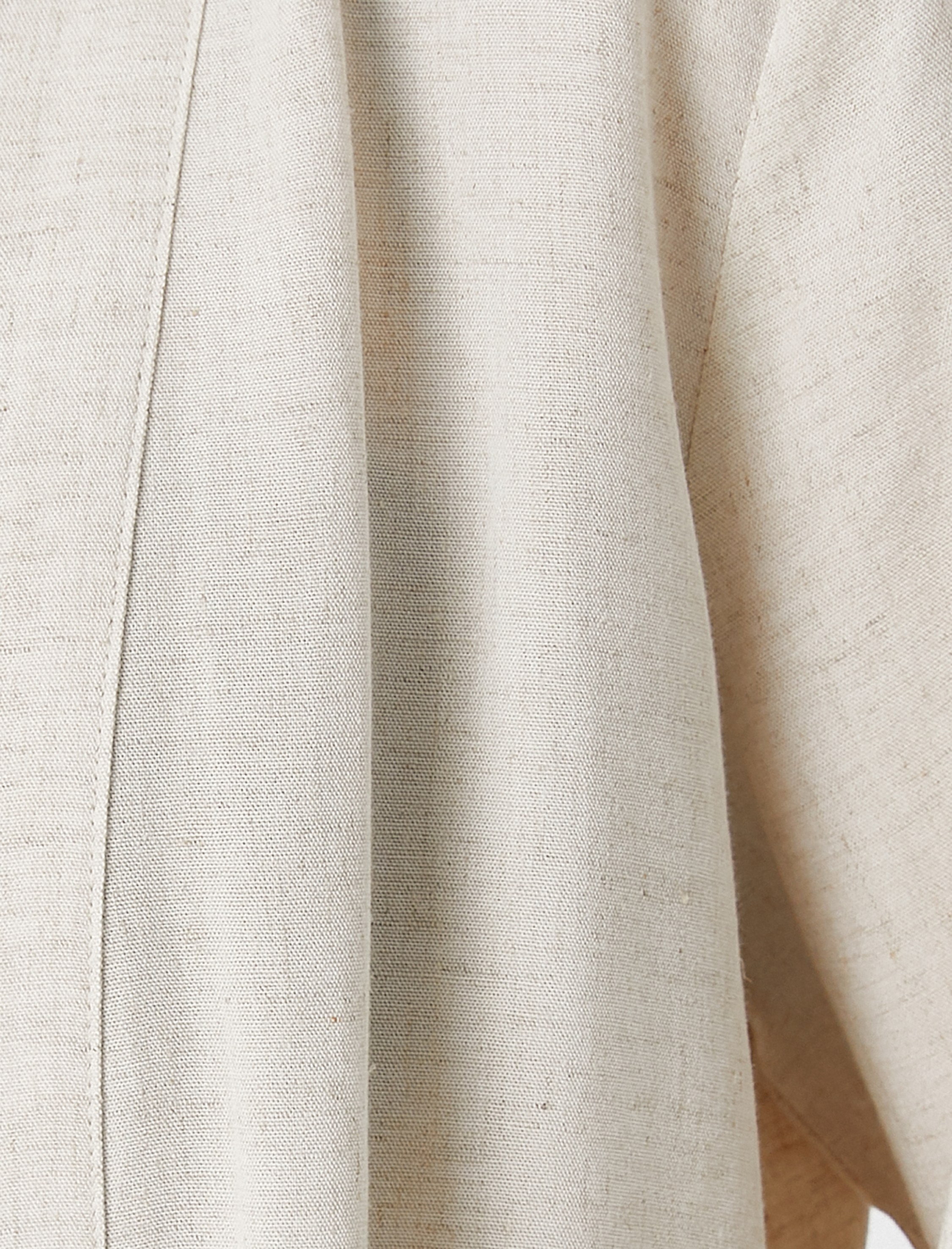   Kısa Kimono Uzun Kollu Keten Karışımlı