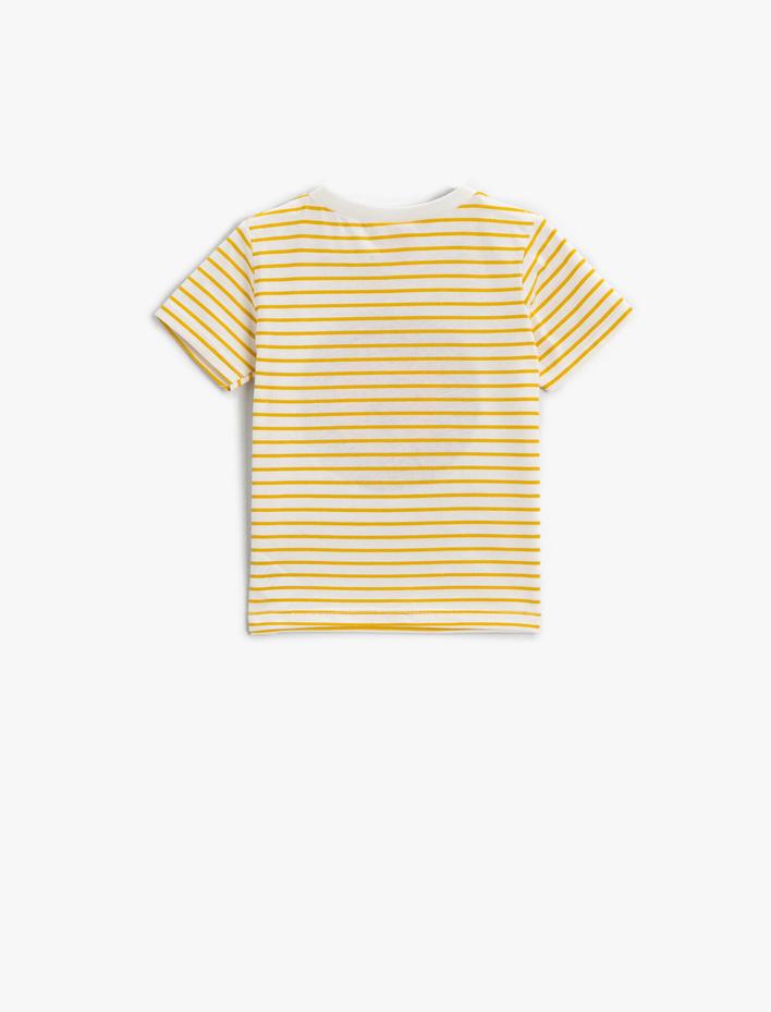 Erkek Bebek Çizgili Tişört Kısa Kollu Bisiklet Yaka Pamuklu