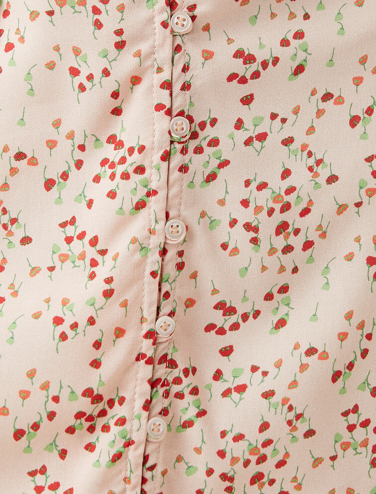   Çiçekli Midi Boy Elbise Kısa Kollu V Yaka