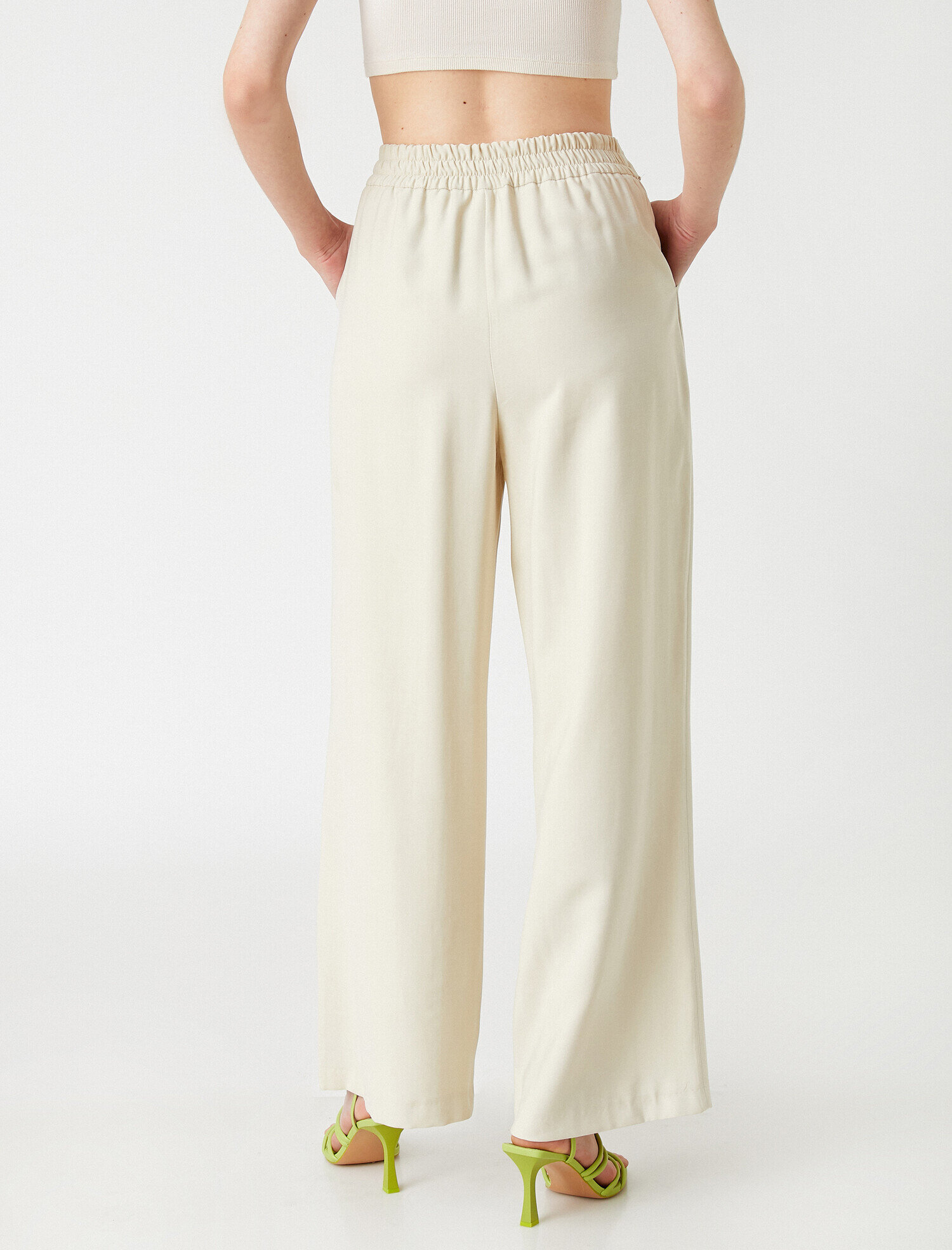   Palazzo Pantolon Kuşaklı İpek Görünümlü