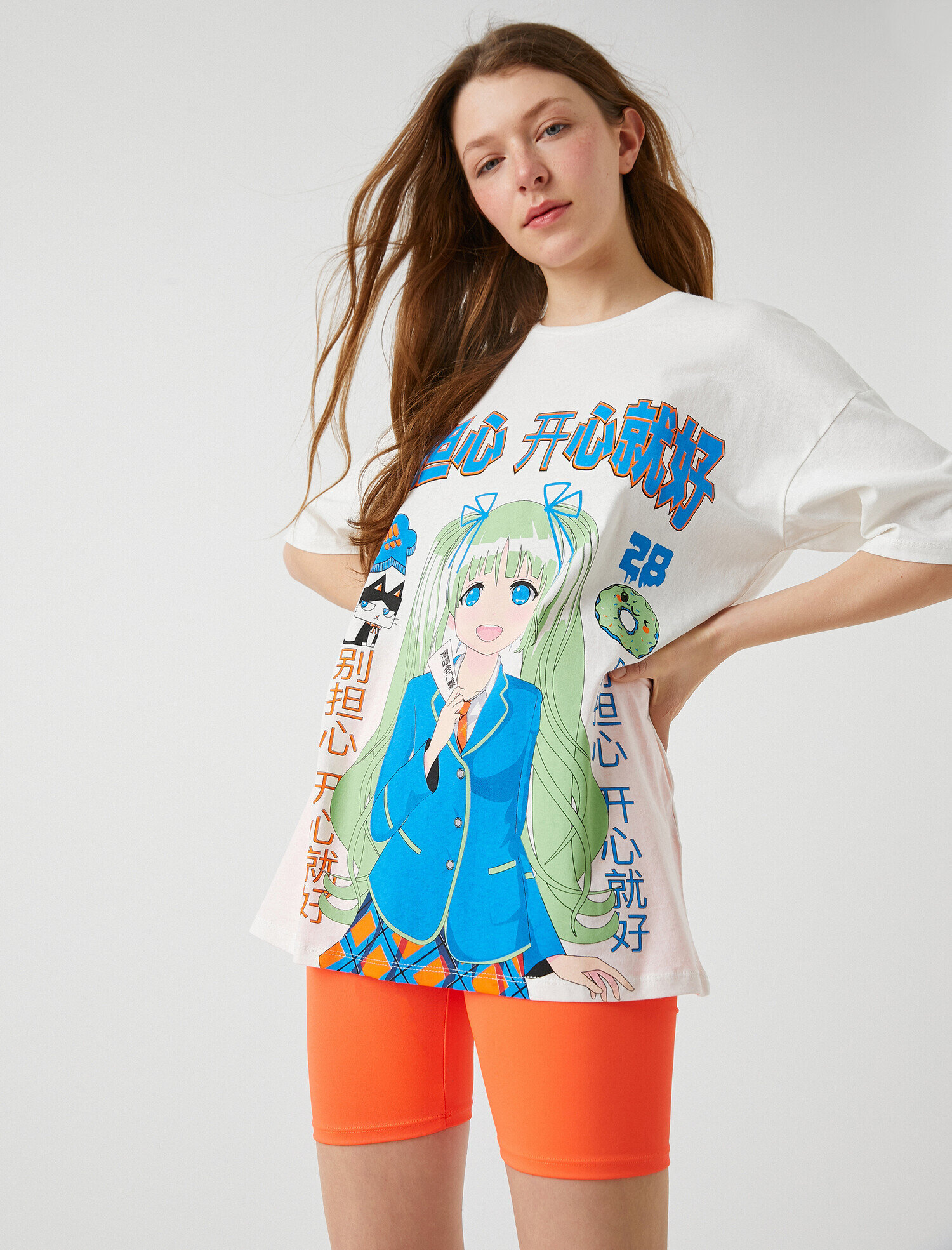   Oversize Baskılı Tişört Pamuklu