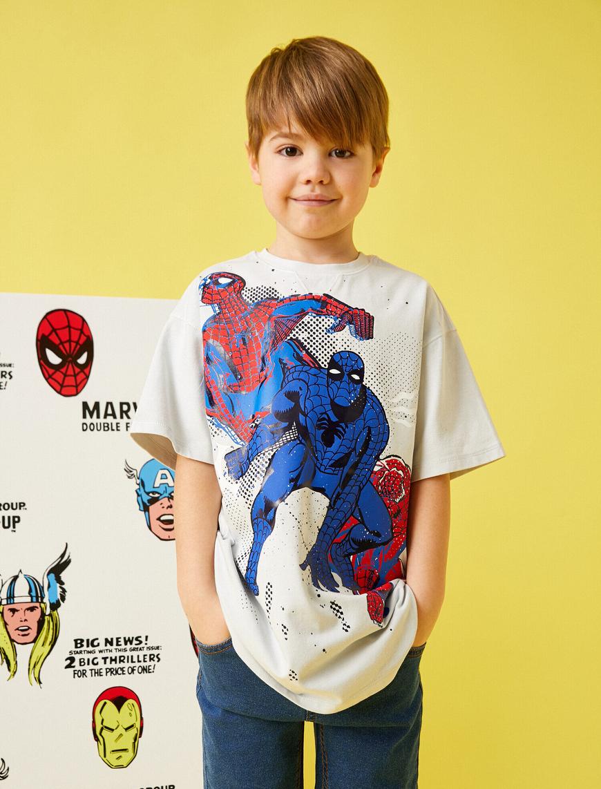  Erkek Çocuk Spiderman Baskılı Tişört Lisanslı Pamuklu