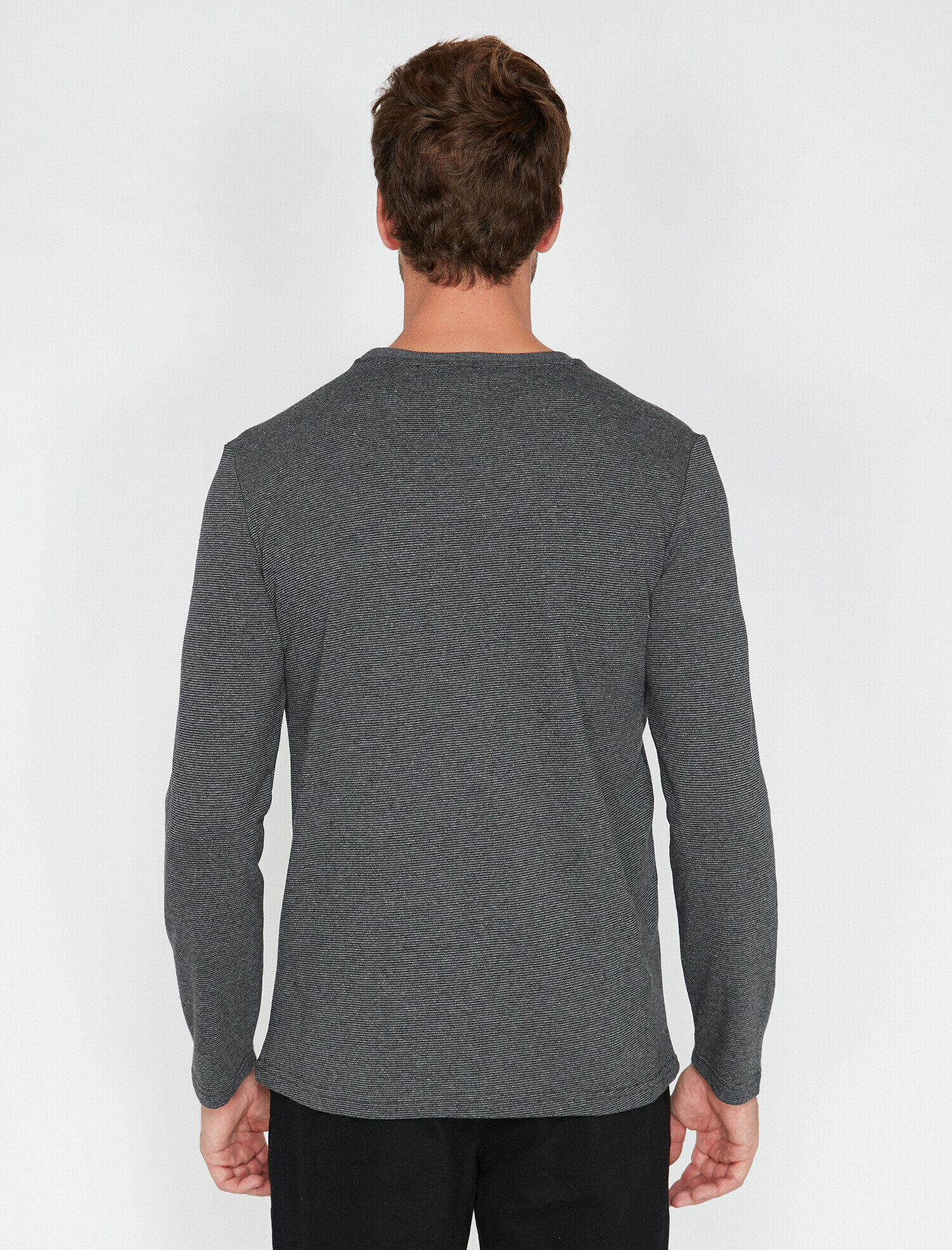   Baskılı Uzun Kollu Tişört Bisiklet Yaka