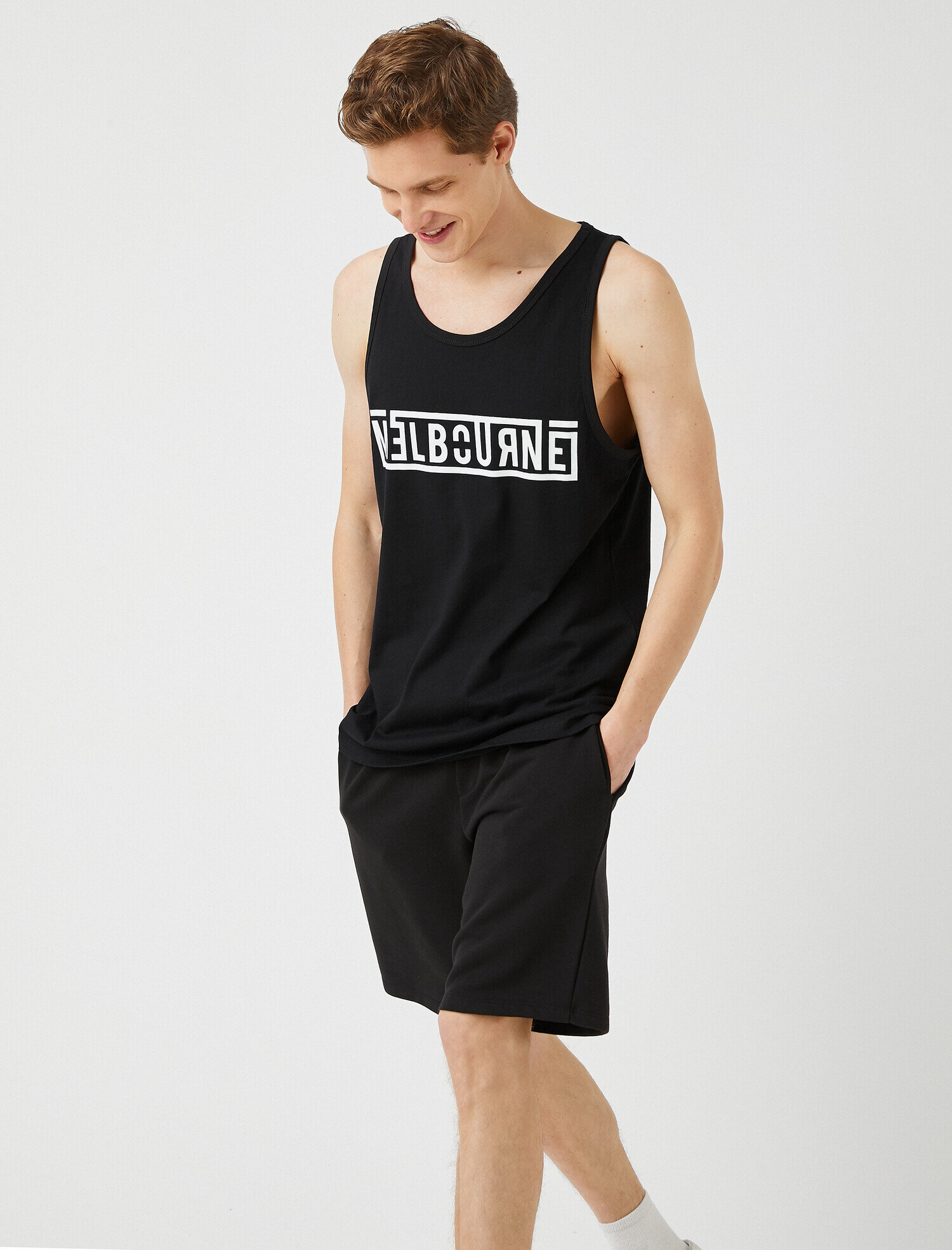   Melbourne Baskılı Kolsuz Tişört