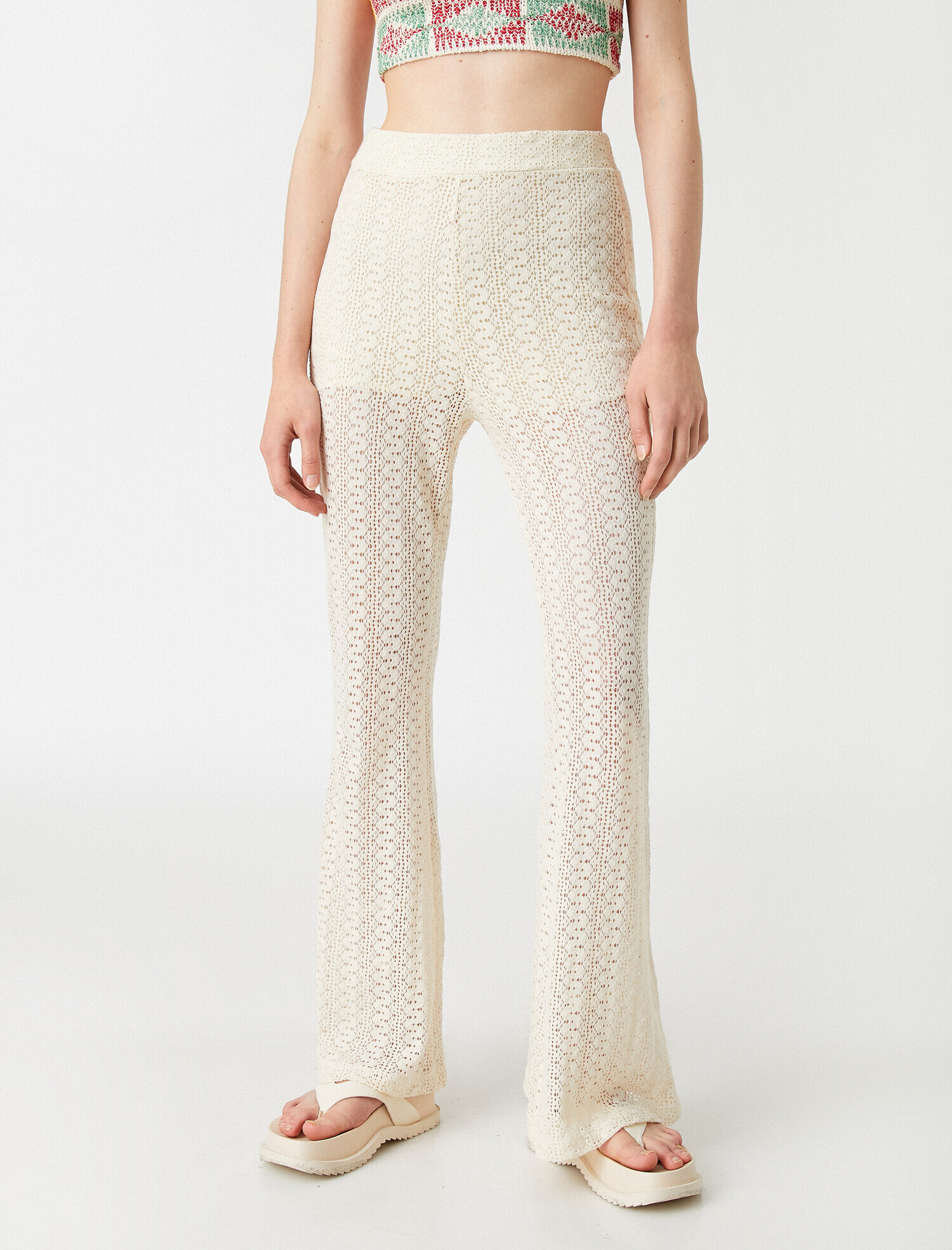   İspanyol Paça Pantolon Kroşe Pamuklu