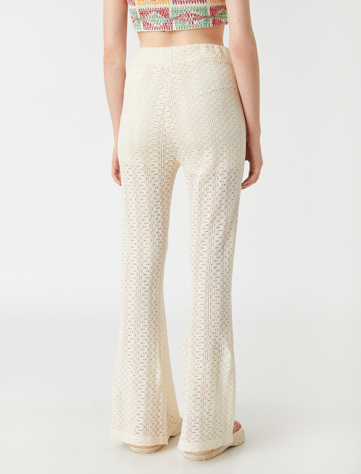   İspanyol Paça Pantolon Kroşe Pamuklu