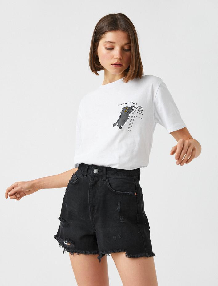  Baskılı Kısa Kollu Tişört