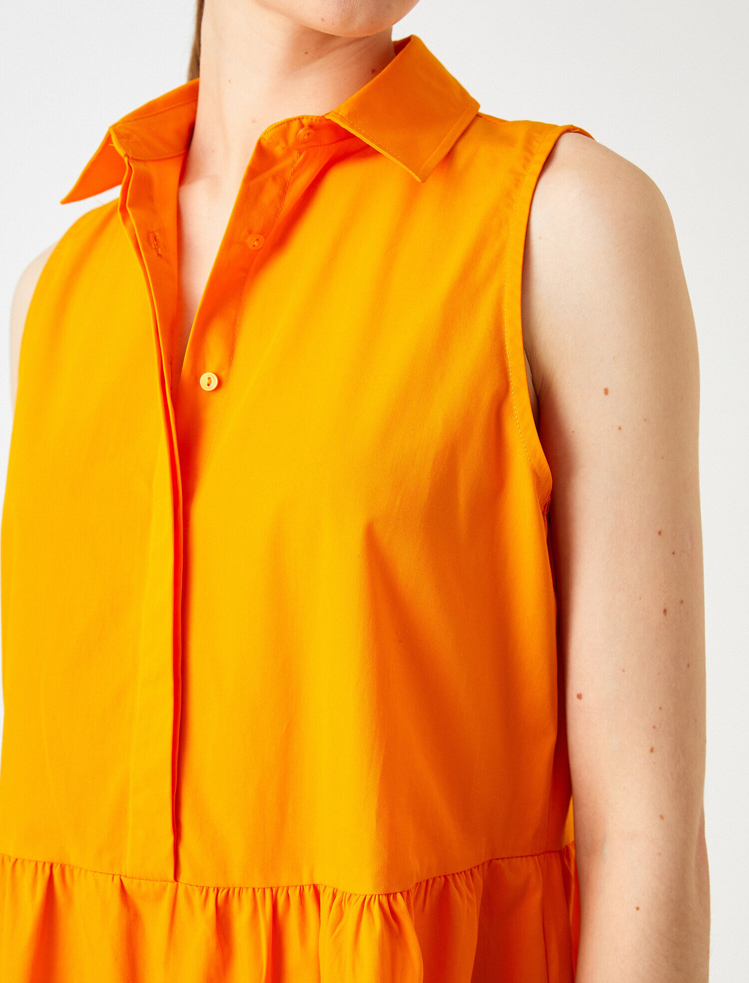   Poplin Mini Gömlek Elbise Kolsuz