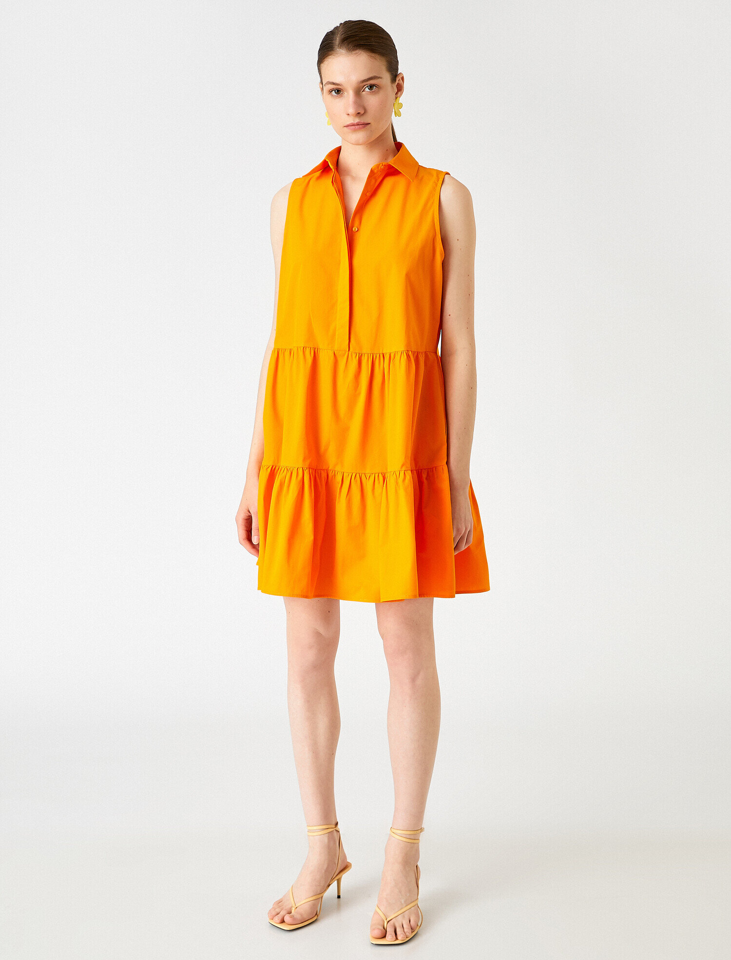   Poplin Mini Gömlek Elbise Kolsuz