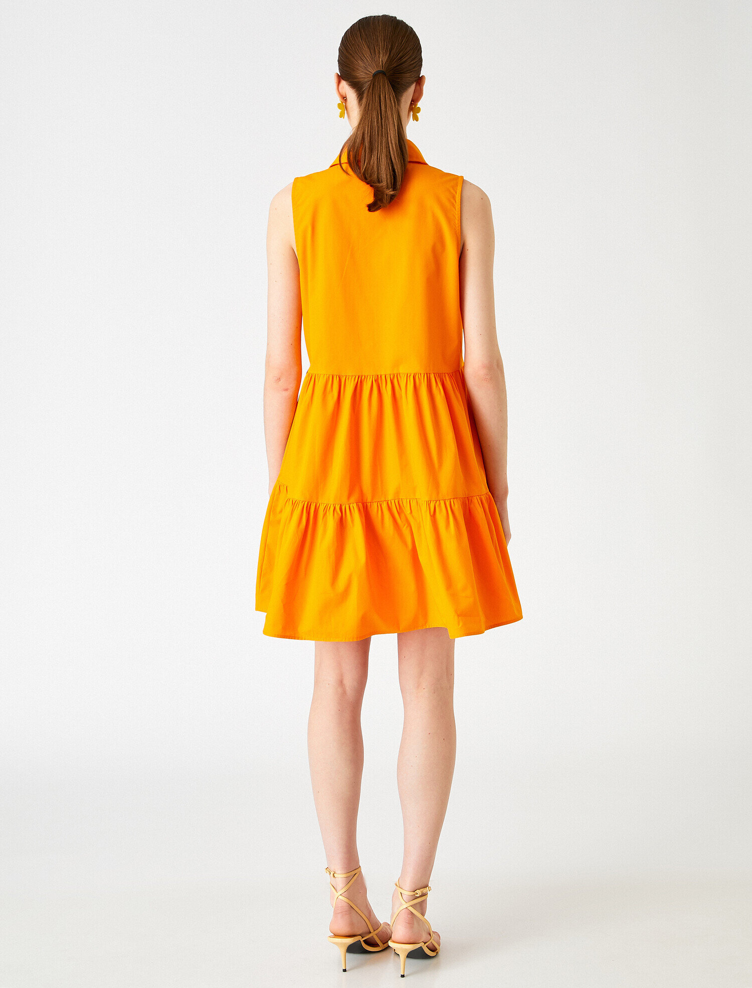   Poplin Mini Gömlek Elbise Kolsuz