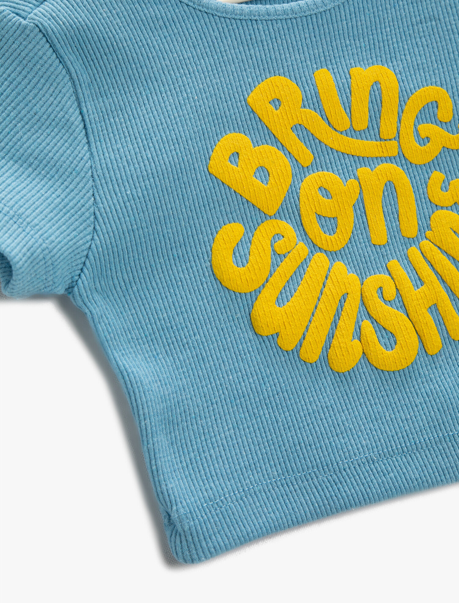  Kız Çocuk Crop Tişört Baskılı Kısa Kollu Bisiklet Yaka