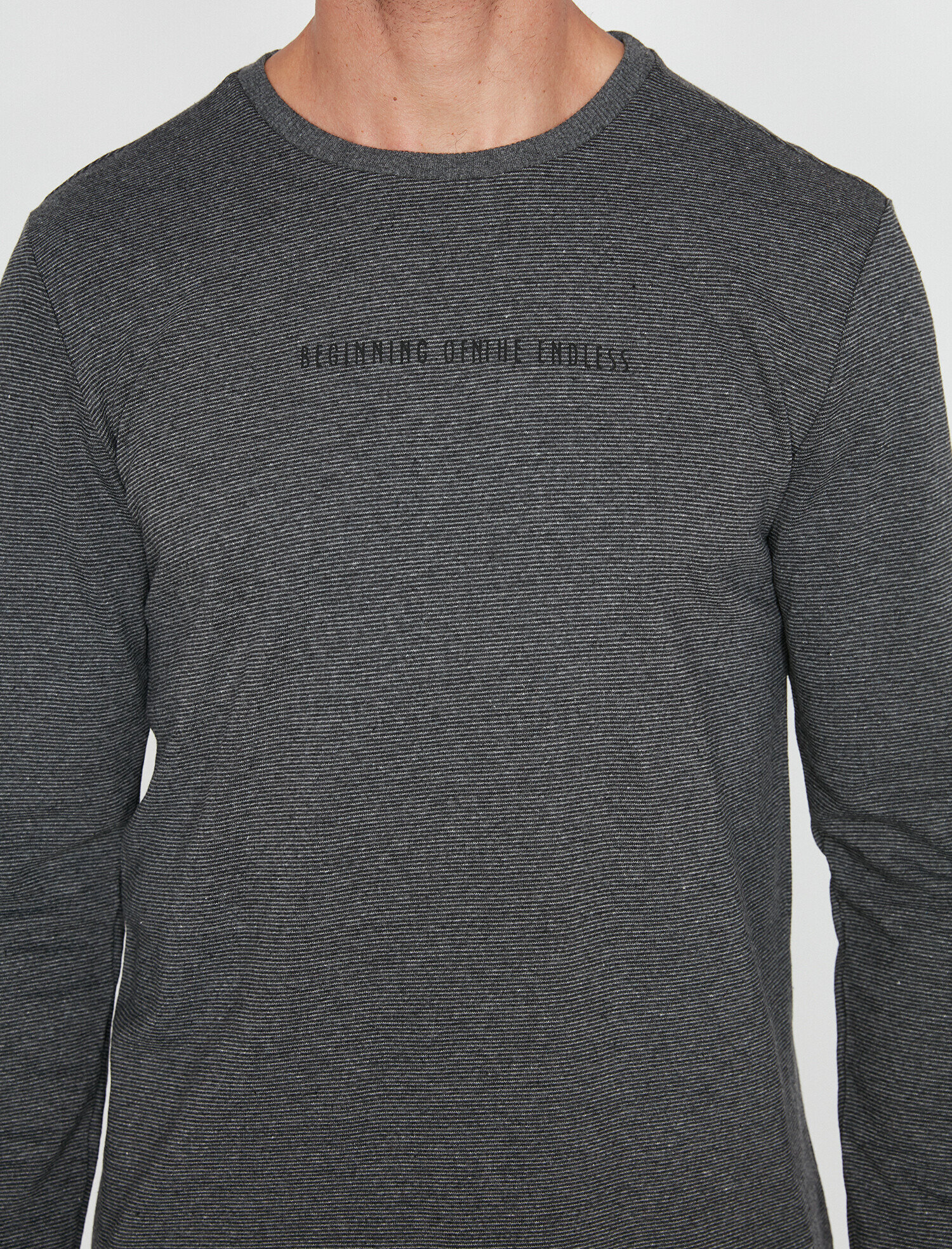   Baskılı Uzun Kollu Tişört Bisiklet Yaka