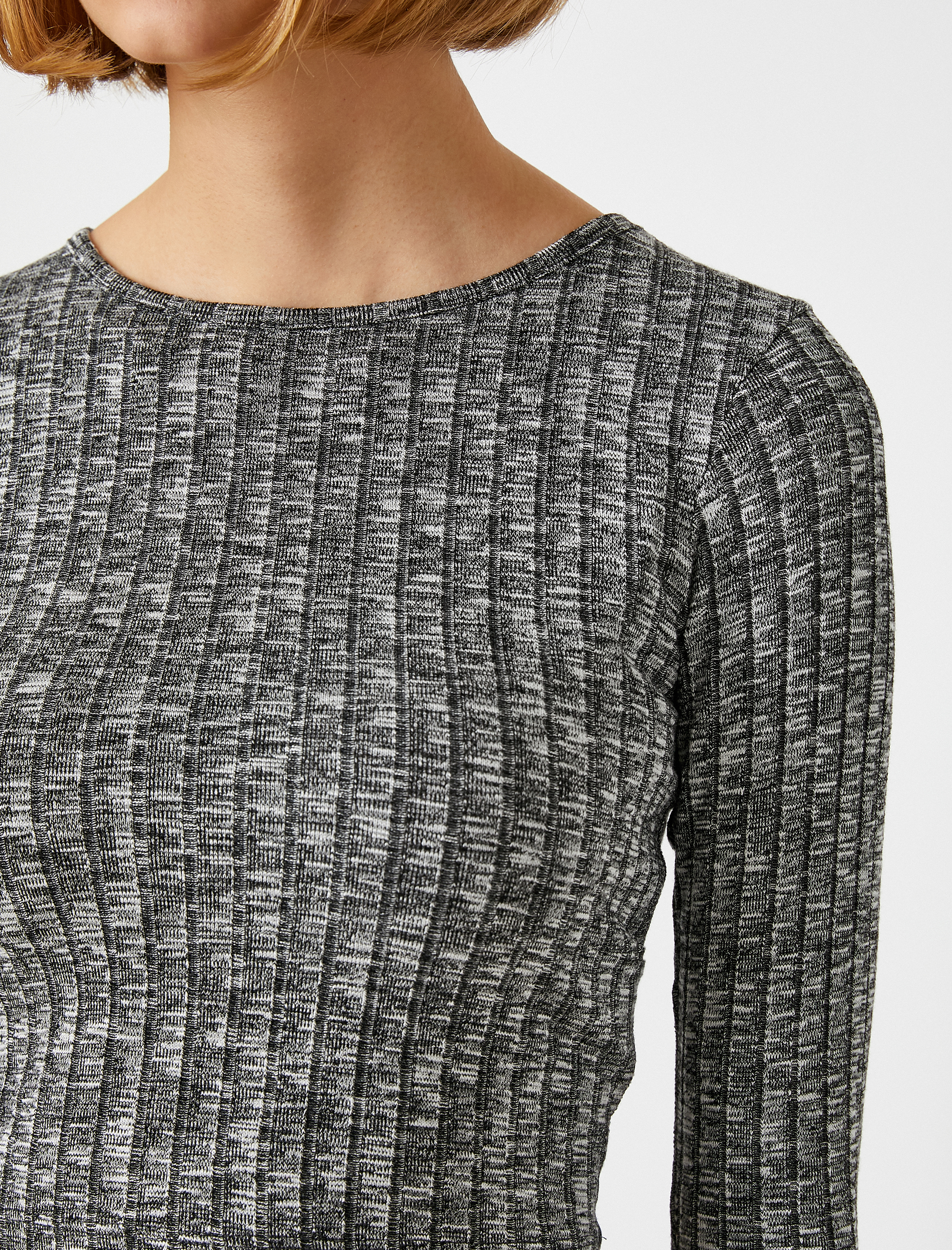 Crop Top Triko Uzun Kollu