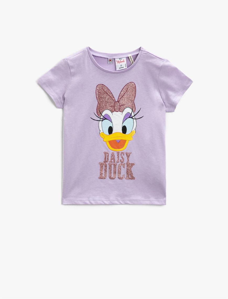 Kız Çocuk Daisy Duck Tişört Lisanslı Baskılı Pamuklu Kısa Kollu