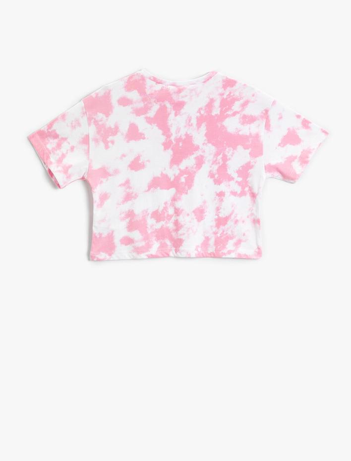 Kız Çocuk Oversize Tişört Baskılı Kısa Kollu Bisiklet Yaka Pamuklu