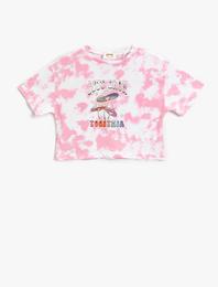 Oversize Tişört Baskılı Kısa Kollu Bisiklet Yaka Pamuklu