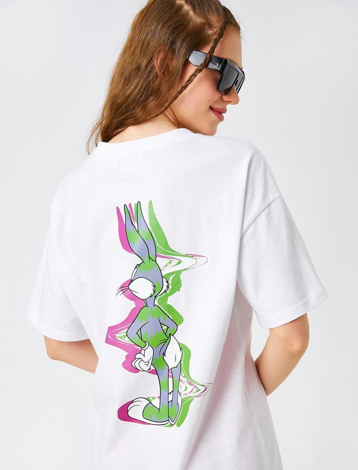  Sırtı Bugs Bunny Baskılı Tişört Lisanslı Kısa Kollu
