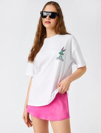 Sırtı Bugs Bunny Baskılı Tişört Lisanslı Kısa Kollu