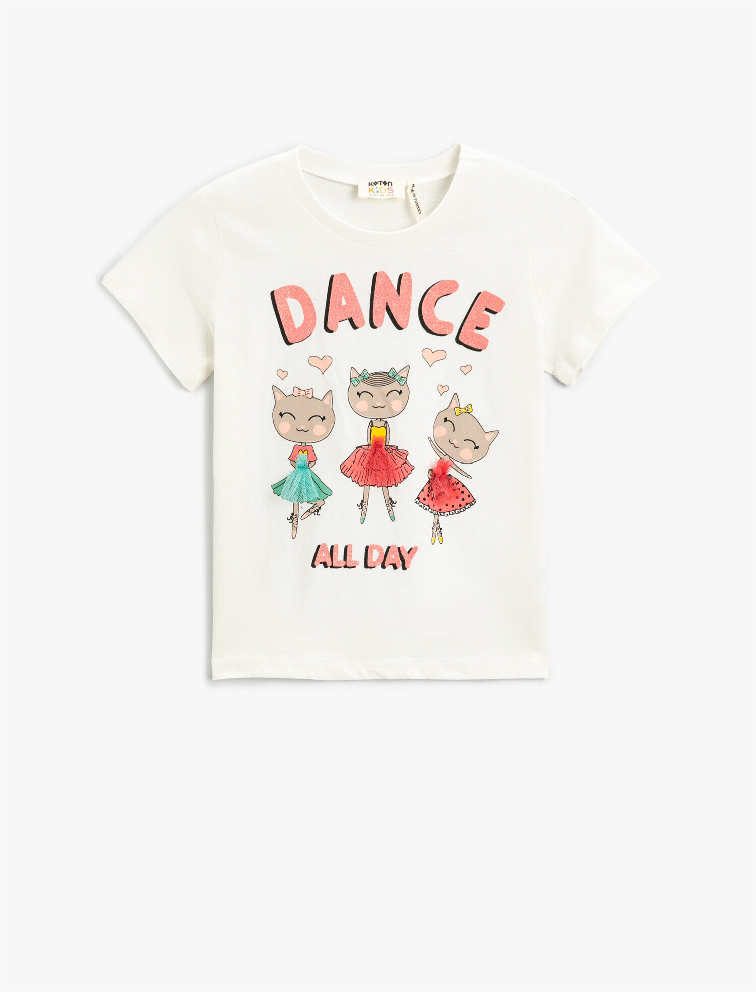  Kız Çocuk Baskılı Tişört Kısa Kollu Bisiklet Yaka Pamuklu