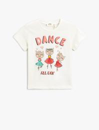 Baskılı Tişört Kısa Kollu Bisiklet Yaka Pamuklu