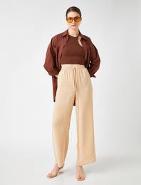 Bol Paça Pantolon Beli Bağlamalı