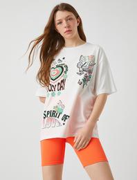 Baskılı Oversize Tişört Pamuklu