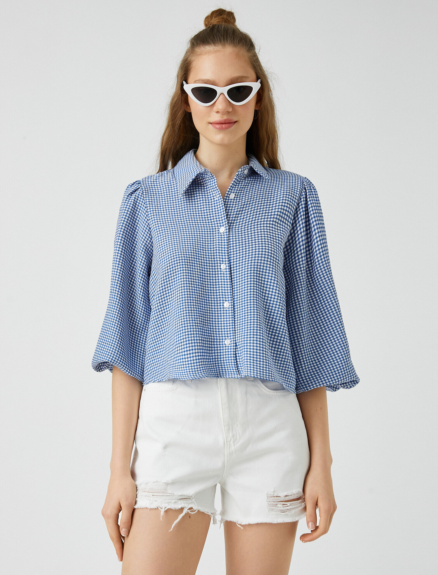   Balon Kollu Düğmeli Gömlek