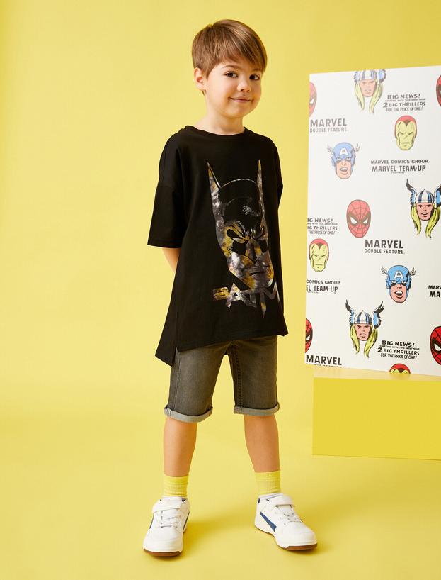  Erkek Çocuk Batman Baskılı Tişört Lisanslı Kısa Kollu Pamuklu
