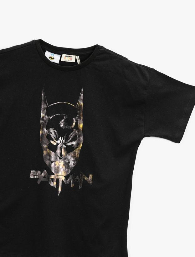  Erkek Çocuk Batman Baskılı Tişört Lisanslı Kısa Kollu Pamuklu