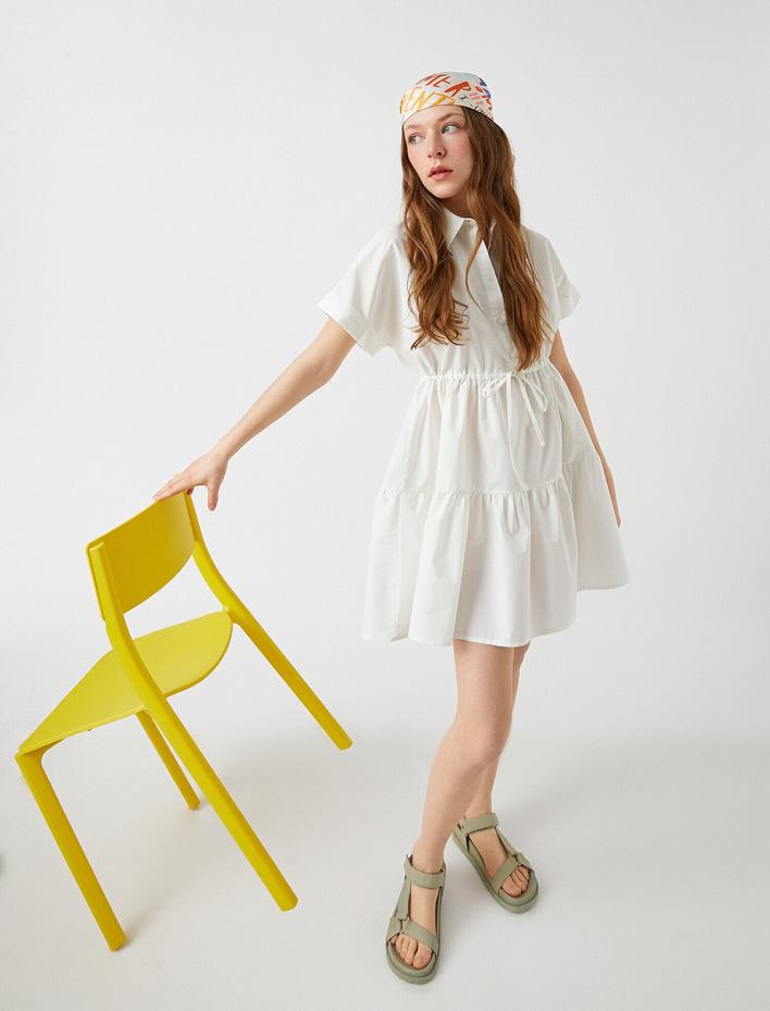  Kısa Kollu Mini Gömlek Elbise