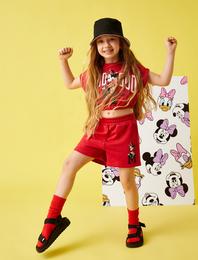 Minnie Mouse Baskılı Şort Baskılı Lisanslı Pamuklu