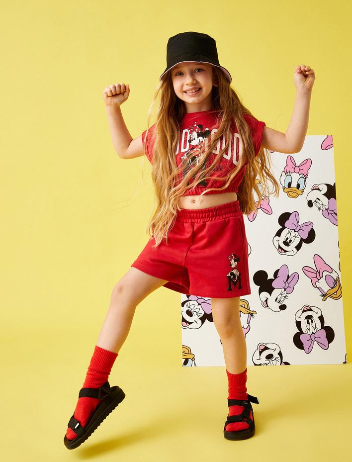 Kız Çocuk Minnie Mouse Baskılı Şort Baskılı Lisanslı Pamuklu