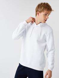 Basic Uzun Kollu Kapüşonlu Pamuklu Sweatshirt