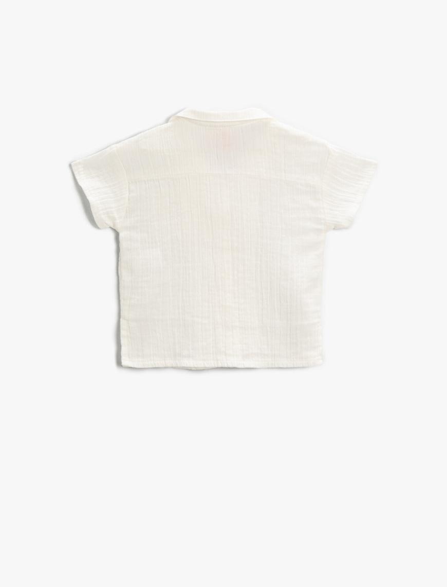  Erkek Bebek Kısa Kollu Gömlek Cepli Pamuklu